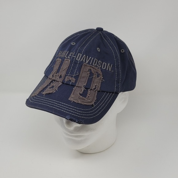 Harley Davidson Hat Cap Distressed HD Patch Spell Out Adjustable Strapback Women - Picture 1 of 10